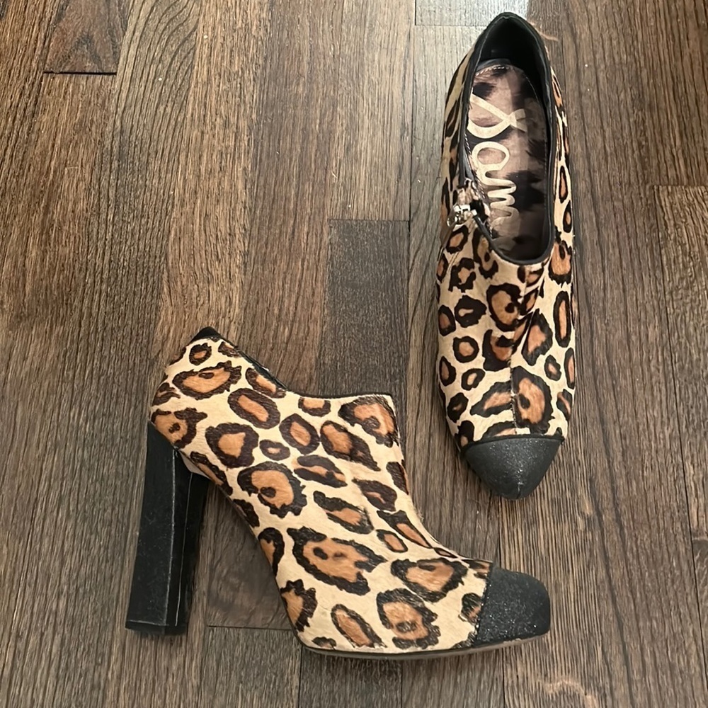 Sam Edelman Leopard Black Sparkle Booties